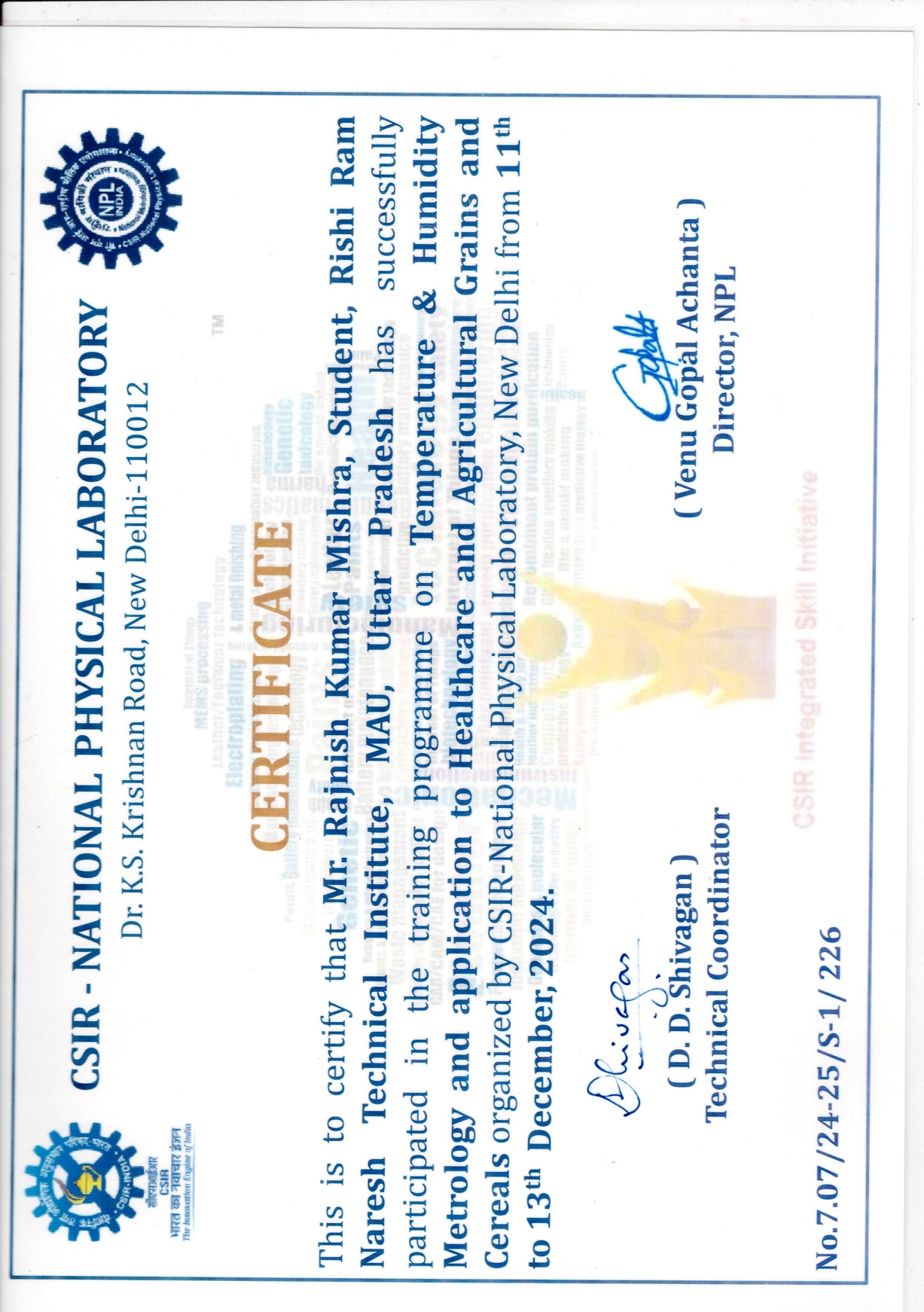 Rajnish Mishra Training Certificate – Page 2